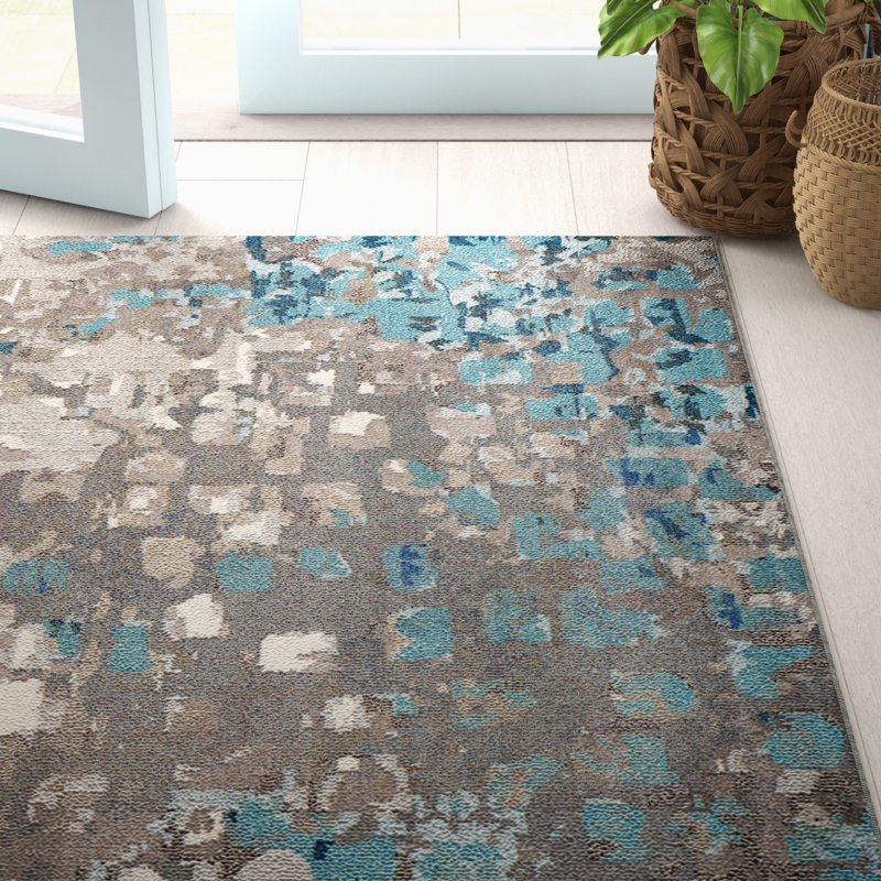 Mistana Indira Abstract Gray/Light Blue/Navy Blue Area Rug & Reviews
